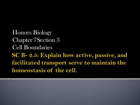 Honors Biology Chapter 7Section 3 Cell Boundaries.