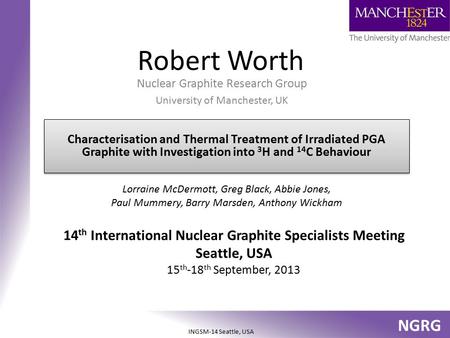 Nuclear Graphite Research Group University of Manchester, UK