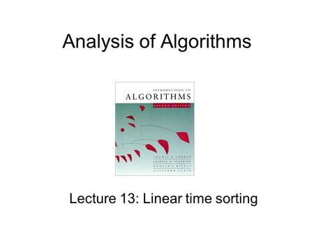 Analysis of Algorithms