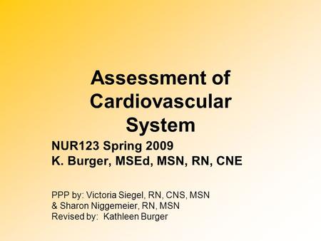 Assessment of Cardiovascular System