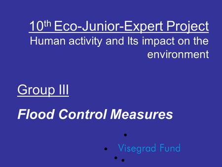 10 th Eco-Junior-Expert Project Human activity and Its impact on the environment Group III Flood Control Measures.