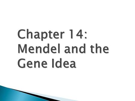 Chapter 14: Mendel and the Gene Idea