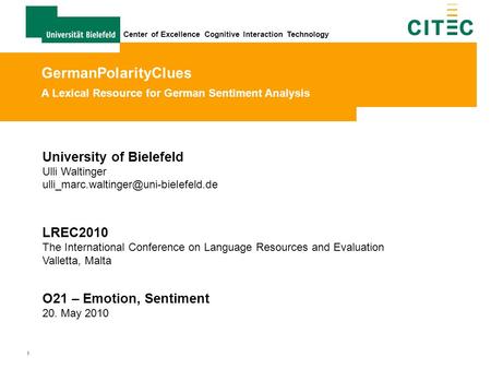 GermanPolarityClues A Lexical Resource for German Sentiment Analysis