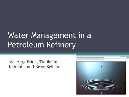 Water Management in a Petroleum Refinery