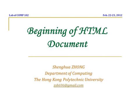 Beginning of HTML Document