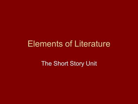 Elements of Literature