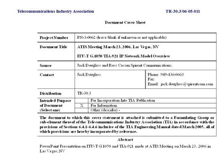 Telecommunications Industry AssociationTR-30.3/06-05-011.