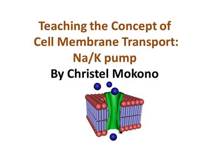 Teaching the Concept of Cell Membrane Transport: Na/K pump By Christel Mokono.