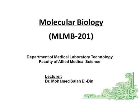 Molecular Biology Department of Medical Laboratory Technology