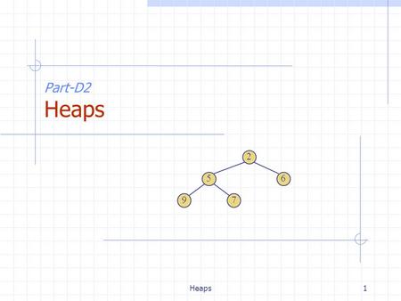 Heaps1 Part-D2 Heaps 2 65 79. Heaps2 Recall Priority Queue ADT (§ 7.1.3) A priority queue stores a collection of entries Each entry is a pair (key, value)