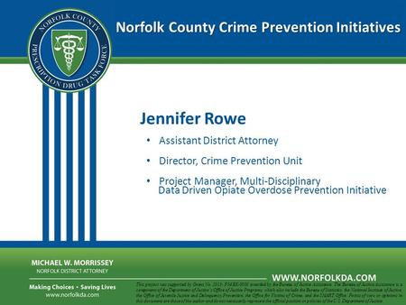 This project was supported by Grant No. 2013- PM-BX-0009 awarded by the Bureau of Justice Assistance. The Bureau of Justice Assistance is a component of.