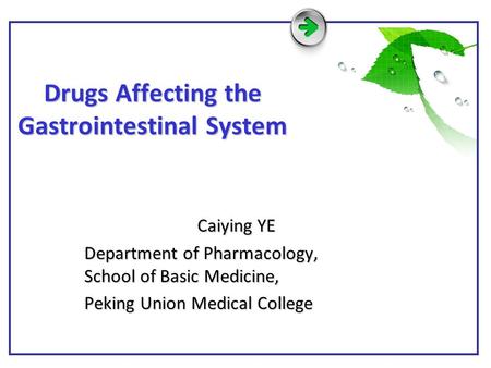 Drugs Affecting the Gastrointestinal System