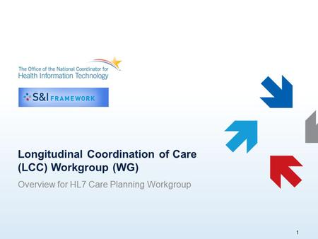 Longitudinal Coordination of Care (LCC) Workgroup (WG)