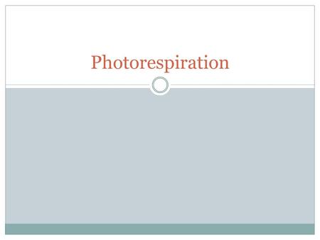 Photorespiration.