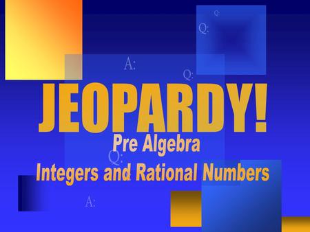 Adding Integers Subtracting Integers Multiplying/ Dividing Order of Operations Word $100 $400 $300 $400 $300 $400 $300 $200 $100 $200 $100 $200 $300.