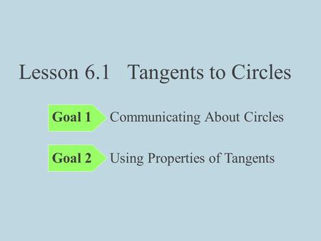 Lesson 6.1 Tangents to Circles