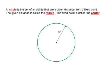 The given distance is called the radius