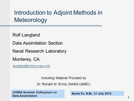 Introduction to Adjoint Methods in Meteorology