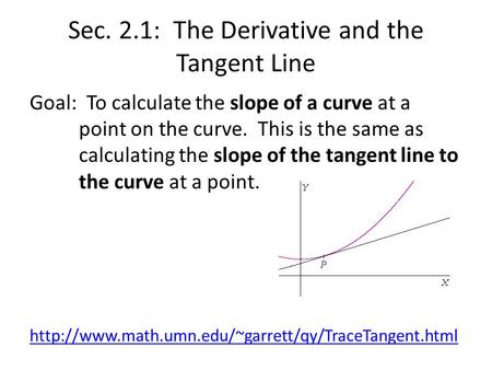 Sec. 2.1: The Derivative and the Tangent Line