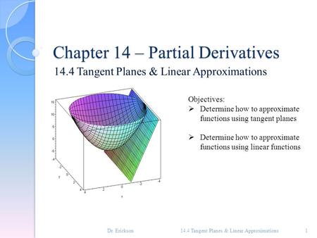 Chapter 14 – Partial Derivatives