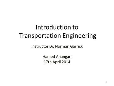 Introduction to Transportation Engineering