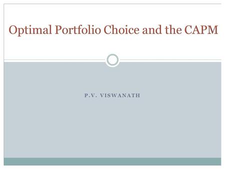 Optimal Portfolio Choice and the CAPM