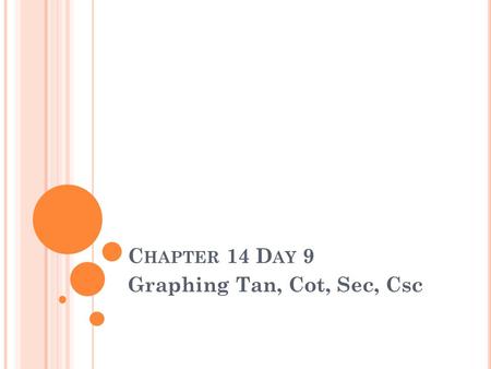 C HAPTER 14 D AY 9 Graphing Tan, Cot, Sec, Csc. G RAPHING T ANGENT tanx.