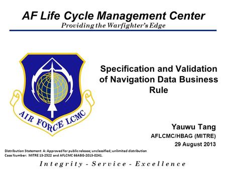 Specification and Validation of Navigation Data Business Rule