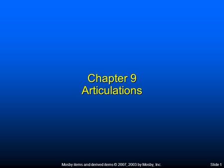 Chapter 9 Articulations