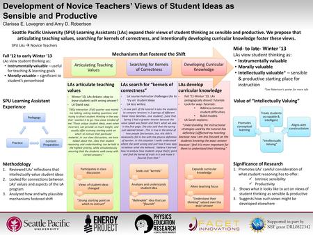 Mid- to late- Winter ’13 LAs view student thinking as: Instrumentally valuable Morally valuable Intellectually valuable* – sensible & productive starting.