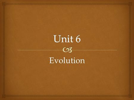 Unit 6 Evolution.