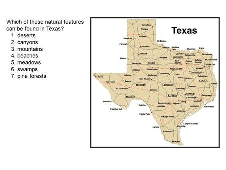 Which of these natural features can be found in Texas?