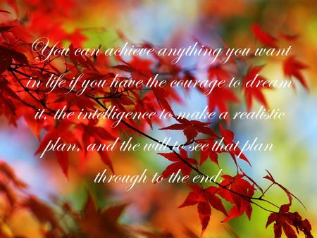You can achieve anything you want in life if you have the courage to dream it, the intelligence to make a realistic plan, and the will to see that plan.
