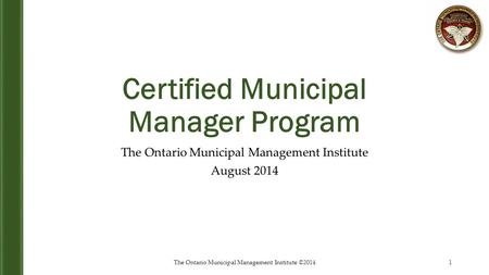 Certified Municipal Manager Program