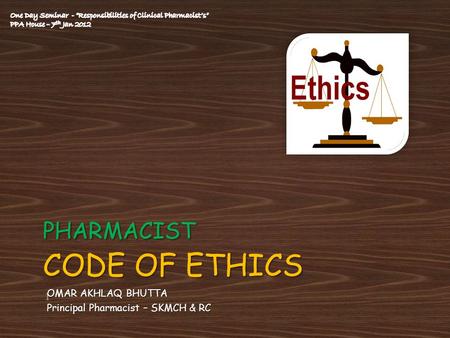 PHARMACIST CODE OF ETHICS