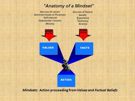 Mindsets: Action proceeding from Values and Factual Beliefs