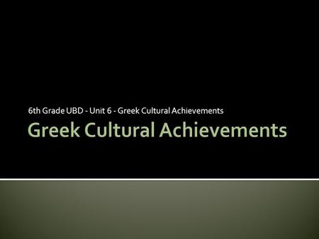 Greek Cultural Achievements