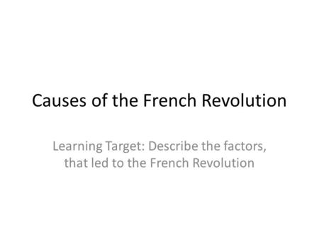 Causes of the French Revolution