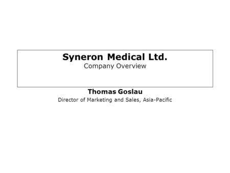 Syneron Medical Ltd. Company Overview