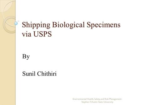 Shipping Biological Specimens via USPS