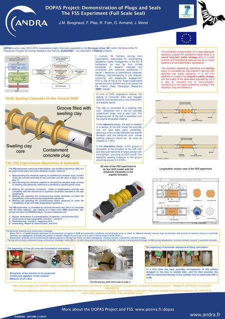 DOPAS Project: Demonstration of Plugs and Seals The FSS Experiment (Full Scale Seal) J.M. Bosgiraud, F. Plas, R. Foin, G. Armand, J. Morel More about the.