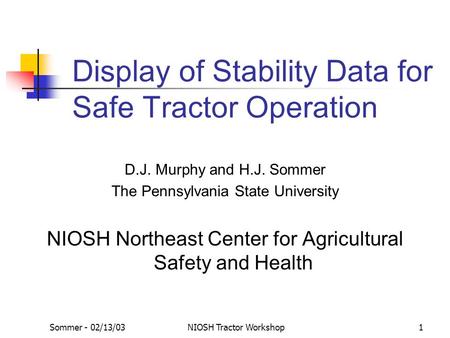 Display of Stability Data for Safe Tractor Operation