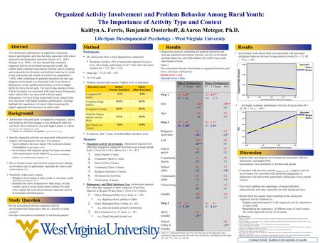 Kaitlyn A. Ferris, Benjamin Oosterhoff, &Aaron Metzger, Ph.D. Abstract Method Background Life-Span Developmental Psychology - West Virginia University.