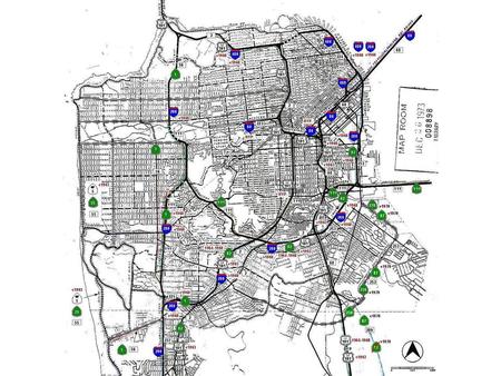 This is my “focus” slide, used to make sure that I’m getting the sharpest possible picture on the projection screen. It is the 1954 Freeway Plan for the.