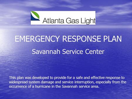 EMERGENCY RESPONSE PLAN