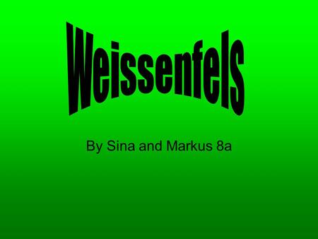 By Sina and Markus 8a. 1. Weissenfels Weissenfels is the largest town of the Burgenlandkreis district, in southern Saxony-Anhalt in Germany.