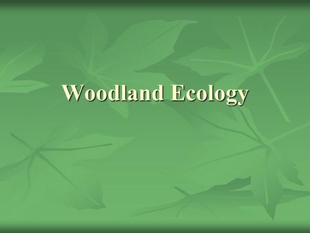 Woodland Ecology. Definitions Habitat Habitat Microhabitat Microhabitat Ecosystem Ecosystem Niche Niche.