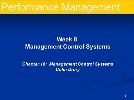 Management Control Systems