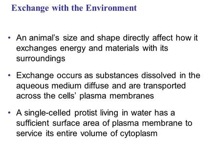 Exchange with the Environment