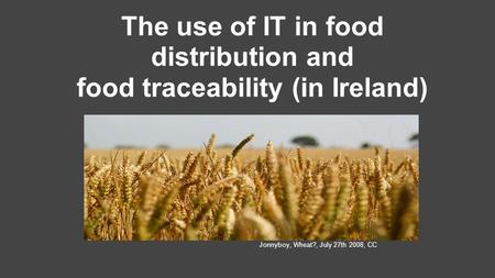 The use of IT in food distribution and food traceability (in Ireland) Jonnyboy, Wheat?, July 27th 2008, CC.